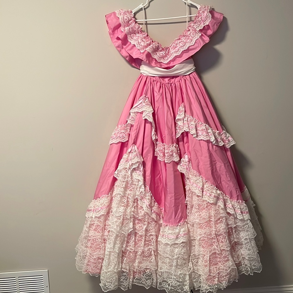 VINTAGE 1970s Flirtations by Alfred Angelo pink prom dress size 7/8
